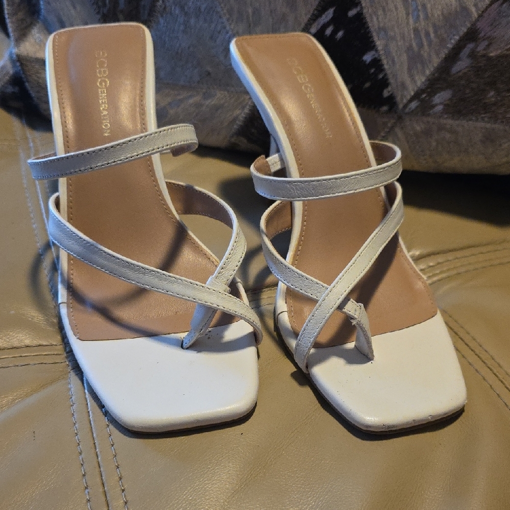 BCBGeneration Cream Strappy Heels